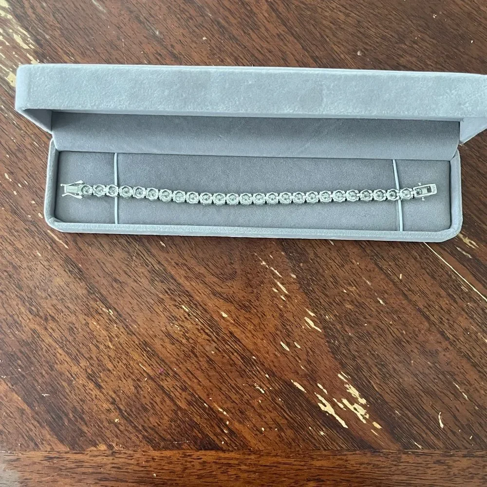 Moissanite Tennis Bracelet 6.5mm White Gold Over 925 Silver VVS Colorless 7.5”